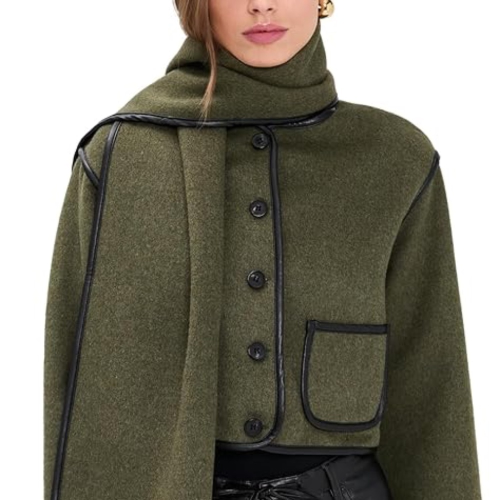 moon river faux leather trim button down jacket